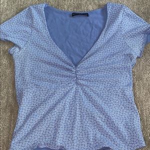 Brandy Melville blue flower top lowcut